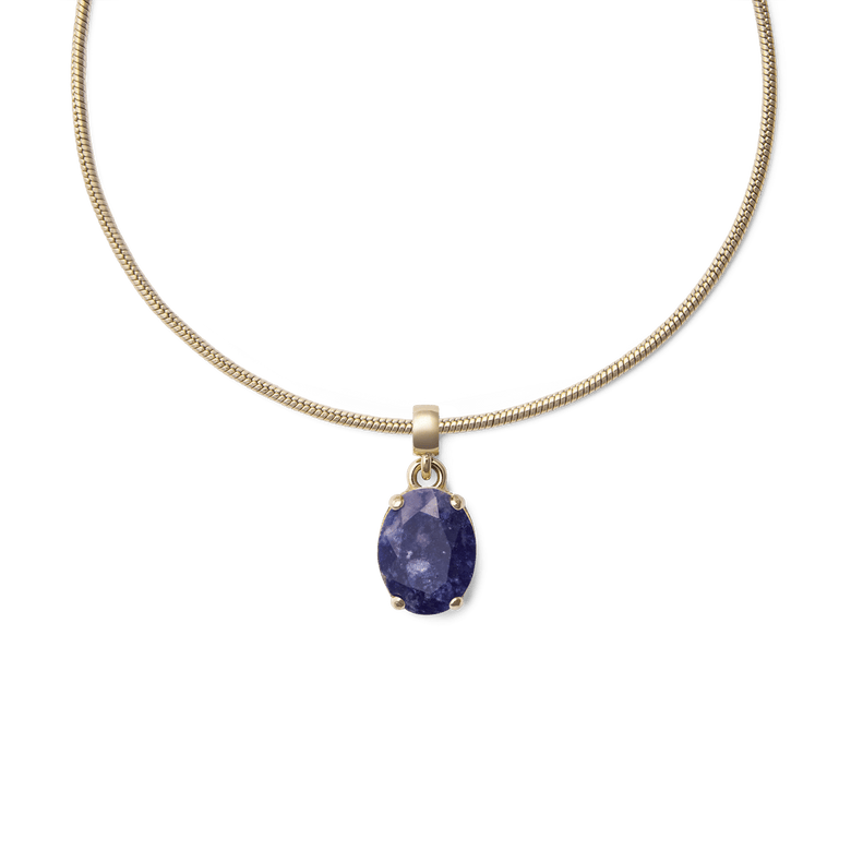 Blue Spot Oval Gold Charm