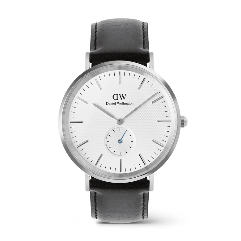 Classic Multi-Eye Sheffield Off-white Sunray Silver men’s watch featuring a 40mm round dial with off-white sunray finish, minimalist markers, blue-tinted sub-second hand, and a stitched black leather strap.