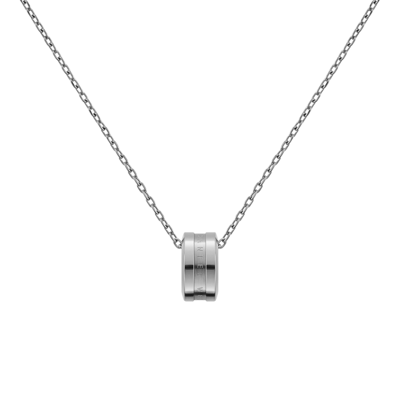Elan Necklace Silver with a polished silver ring pendant on a fine adjustable chain, crafted from 316L stainless steel for a minimalist and modern look.