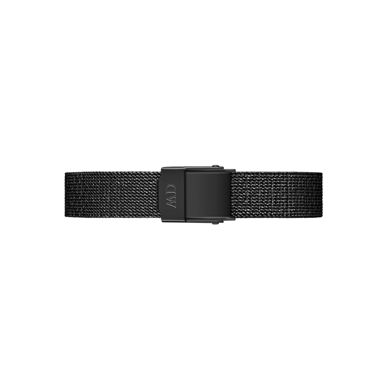 The Quadro Pressed Ashfield features a slim black mesh strap with an adjustable clasp, designed for comfort and a secure fit on petite wrists.
