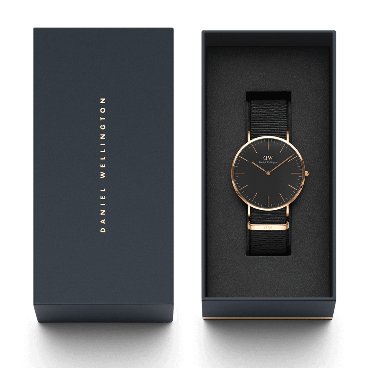 Cornwall Black men's watch with rose gold 40mm DW - Main Image