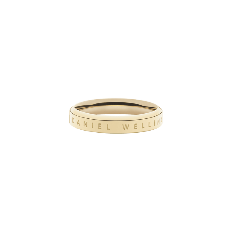 Classic Ring Gold featuring a slim, minimalist gold band with Daniel Wellington engraved along the outside, designed for stacking or wearing alone.