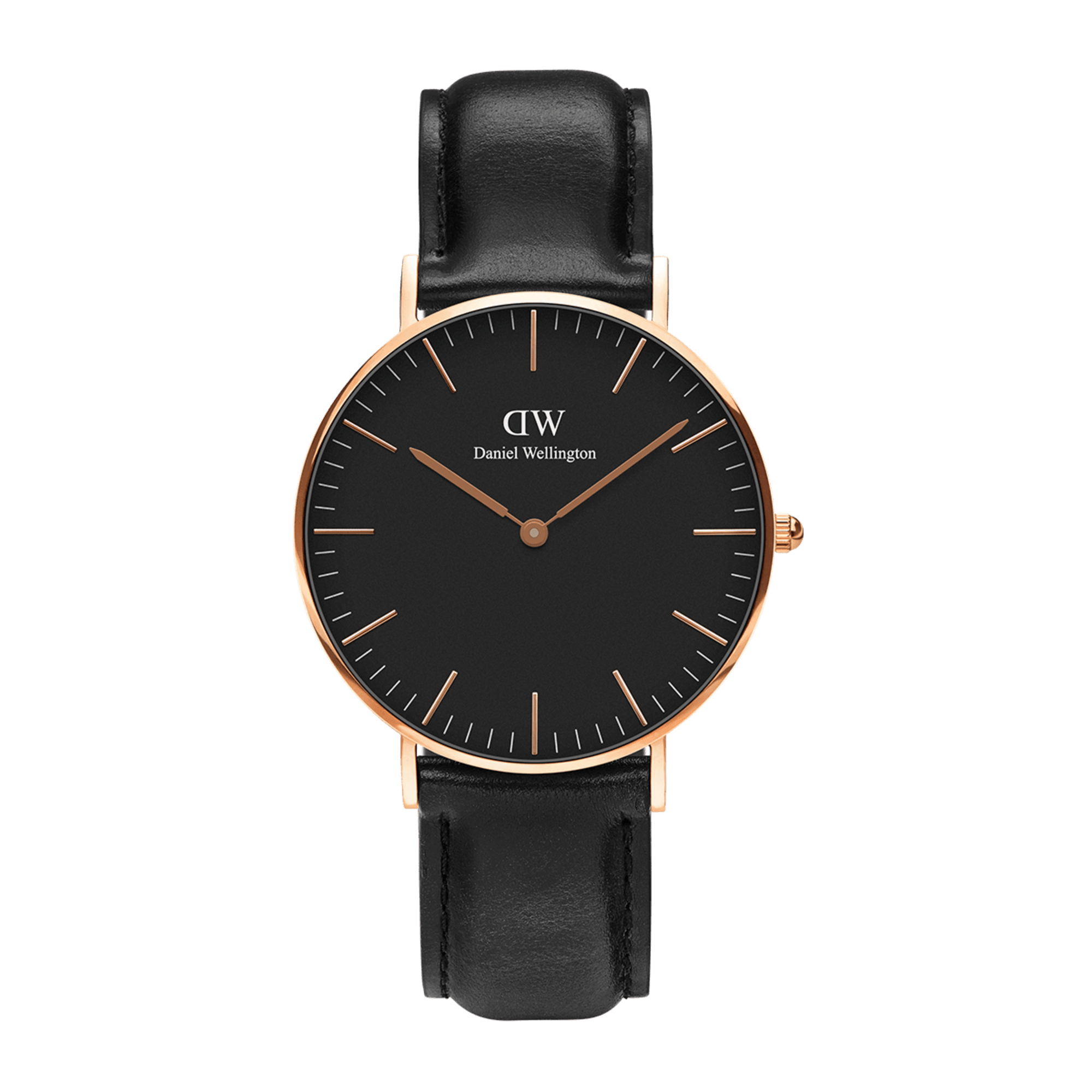 Sheffield Black men's watch with leather strap 40mm DW