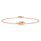 Elegant Elan Unity Bracelet Rose Gold with two intertwined rings and a delicate rose gold chain, featuring a secure clasp and minimalist styling suitable for layering.