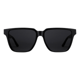 Rectangular Bio-Acetate Black sunglasses featuring an oversized square frame and matching black UV400 lenses, crafted from sustainable bio-acetate for a modern, minimalist look.